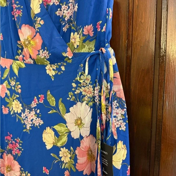 Lulu's Blue Floral Maxi Dress with Pink and Green Accents - Picture 2 of 10